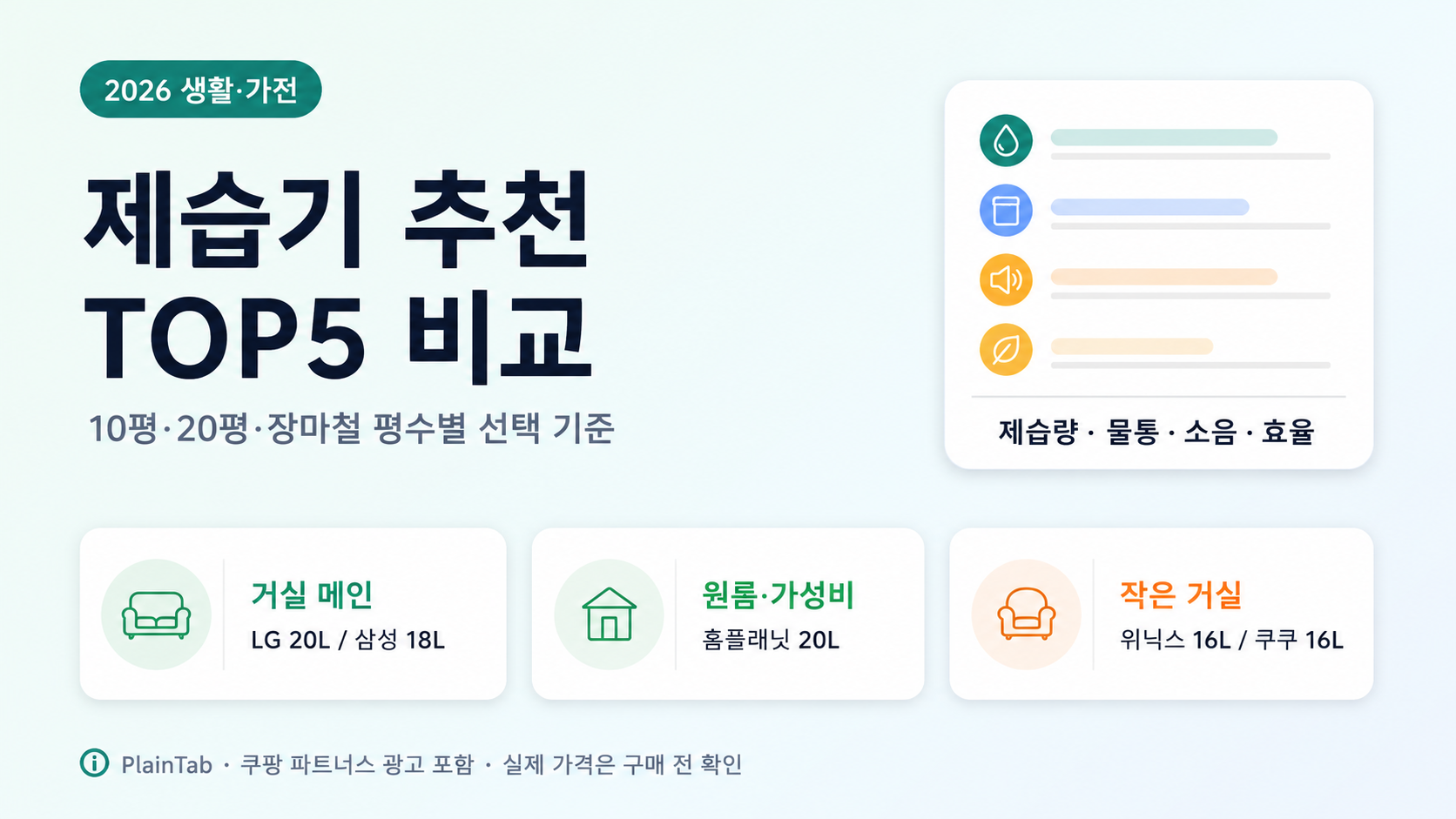 제습기 추천 TOP5 2026 대표 이미지