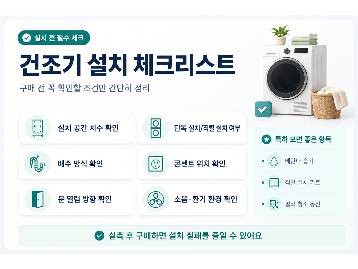 건조기 구매 전 설치 배수 전원 AS 체크리스트